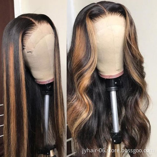 Wholesale Highlight Wig Lace Front Human Hair,  Highlighted Human Hair Full Lace Wigs,  T part Lace Wigs For Black Woman